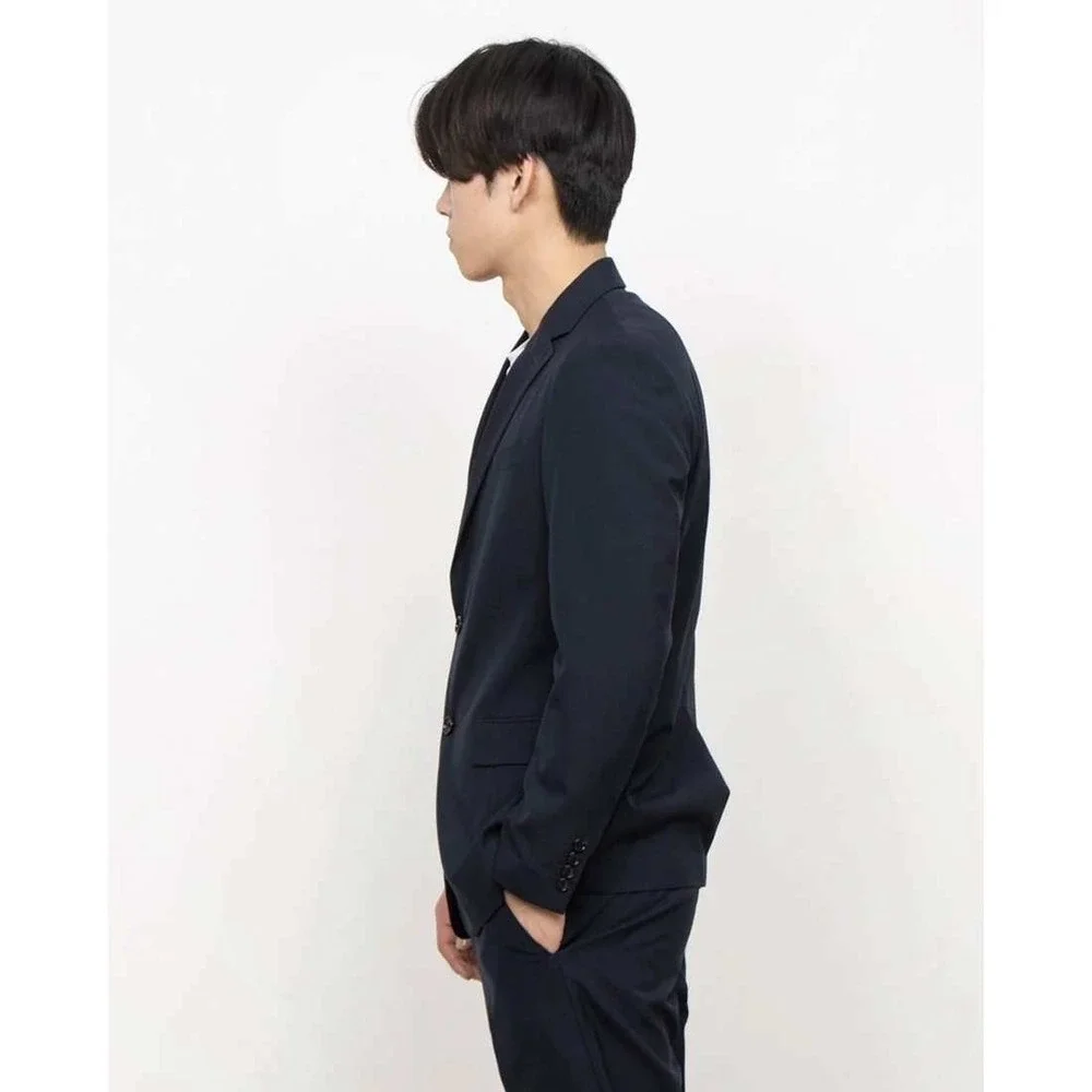 Comme Ca Ism Japanese Brand Mens Tropical Jacket Two Button Navy Suit Blazer / L